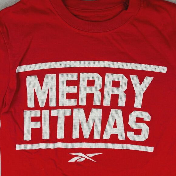 Reebok Merry Fitmas T-Shirt Men's Small Red Christmas Sports - Picture 2 of 8
